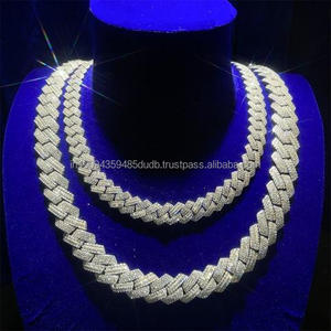 สร้อยคอเงินแท้ 925 ประดับเพชรโมอิสซาไนต์แบบ Iced Out Cuban Link สไตล์ฮิปฮอป เครื่องประดับแฟชั่นสุดหรูสำหรับผู้ชายและผู้หญิง - Product Image 1