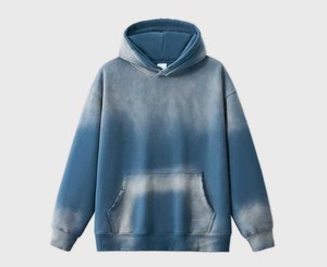 Custom Logo Printed <b>Black</b> Charcoal <b>Tie</b>-Dye Hoodie Heavyweight Cotton Fleece Acid Wash Pullover Hoodie For Streetwear - Product Image 5