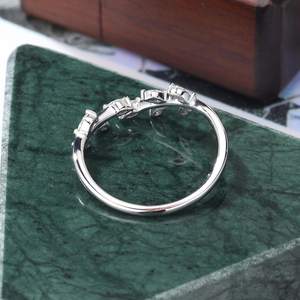 Ensemble de bagues de fiançailles en agate mousse poire avec grappe de moissanite, alliance de mariage pour femme, bijoux fins OEM ODM - Product Image 2