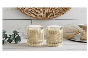 Set of 2 Handmade Rattan Glass Candle Holders Decorative <b>Tealight</b> <b>Lanterns</b> for Home Table Wedding Decor Wholesale From India - Product Image 4