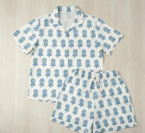 Luxurious <b>Thermal</b> Cotton Short Pajama Set <b>Women</b> Hand Block Printed Reversible Comfortable Summer Nightwear Woven Lounge Shirt - Product Image 6