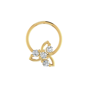 AJRETAIL Bijou de piercing ethnique pour femme en or 14 carats, design pétale prismatique, diamant naturel 0,08 ct, clou de nez - Product Image 1