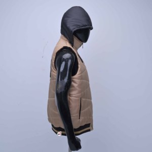 <span class=keywords><strong>Gilet</strong></span> Imbottito in Lana con Cappuccio per <span class=keywords><strong>Uomo</strong></span>, Logo Ricamato 3D, Antivento, Traspirante, Senza Maniche, Chiusura Frontale con Zip, Casual, <span class=keywords><strong>Beige</strong></span> - Product Image 4