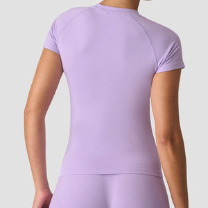 Camiseta Deportiva de Verano para Mujer, Absorbente de Sudor, para Gimnasio, Entrenamiento, Ajustada al Cuerpo, Deportiva, Fitness, Lisa - Product Image 5