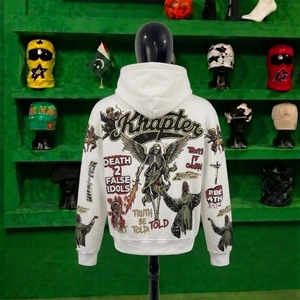 Sudadera con capucha y cremallera para hombre con estampado gráfico, estilo urbano personalizado, diseño artístico vintage - Product Image 4