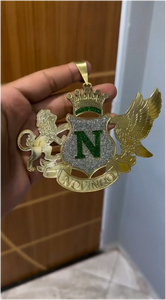 Colgante Personalizado de Plata 925 y Oro 10K con Escudo Real, León, Águila y Corona, Collar con Nombre Estilo Hip Hop - Product Image 6