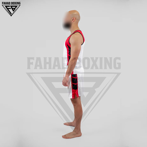 Ensemble de vêtements de boxe et d'arts martiaux unisexe pour adultes, léger, respirant, blanc, noir, rouge, couleurs contrastées, combinaison et short de boxe - Product Image 3