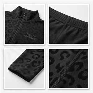 Conjunto de Yoga de 2 Piezas North Approach con Estampado de Leopardo, Top Corto con Cierre Frontal y Leggings de Cintura Alta, Ropa Deportiva de Spandex y Poliéster - Product Image 4
