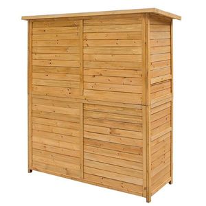Casetta da Giardino in Legno di Abete dal Design Moderno, Trattata a Pressione, Facile da Montare e Impermeabile, Colore Legno e Verde - Product Image 4
