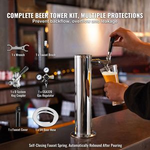 Dispenser per Birra a Torre Singola in Acciaio Inossidabile con Doppio Manometro CGA320, Kit Kegerator per Feste - Product Image 2