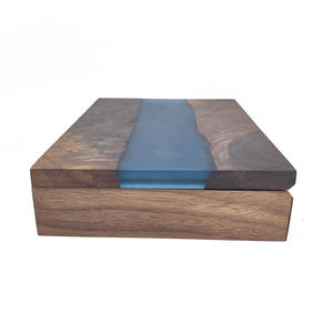 Caja de Joyería de Madera de Nogal Negro Natural y Resina Epoxi para Anillos, Pendientes, Pulseras, Colgantes y Dijes - Product Image 4
