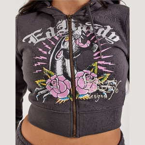 USA Cropped Women Hoodie OEM Custom Logo Crop Hoodie Cotton Fleece Sweatshirt Bulk Wholesale Supplier Trendy Stylish Hoodie - Product Image 4