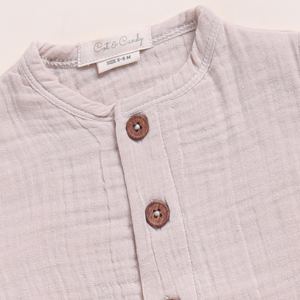 ชุดรอมเปอร์ผ้ามัสลินออร์แกนิกครึ่งชุดข้าวโอ๊ตและขิง2ชิ้นสำหรับทารกใส่สบาย - Product Image 4