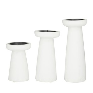 Ensemble de 3 porte-bougies en bois blanc de luxe, élégants supports décoratifs rustiques et vintage pour bougies coniques à prix abordable - Product Image 5