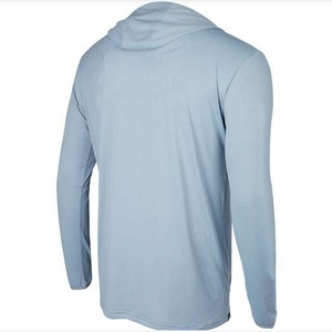 เสื้อตกปลาแขนยาวมีฮู้ดสีฟ้าอ่อนสำหรับผู้ชาย ป้องกันรังสียูวี พร้อมผ้าคลุมหน้า สีพื้น ระบายอากาศได้ดี - Product Image 3
