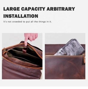 Sac messager en cuir véritable de haute qualité, écologique, vintage, imperméable, avec logo personnalisé, sac bandoulière - Product Image 6