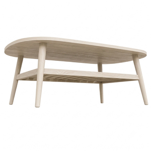 Minimalist <b>Solid</b> Teak Oval Teak Slatted Coffee Table High Quality Bleach Finish with Open Shelf for Hotel Lounge Wholesale - Product Image 2