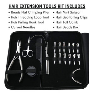 Kit d'installation d'extensions capillaires de haute qualité, outil professionnel de sertissage de perles, ciseaux de précision pour la coupe de cheveux, peigne à queue pour le coiffage - Product Image 2