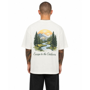 Camisetas de hombre de corte holgado con estampado gráfico personalizado en la espalda, 100% algodón de alto gramaje, estilo urbano, manga corta, ajuste relajado, venta al por mayor, OEM - Product Image 4