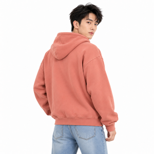 Sweat à capuche zippé streetwear pour homme 400 GSM, poche kangourou, épaules tombantes, impression sérigraphiée, couleur personnalisée, OEM, sweats à capuche zippés épais - Product Image 4
