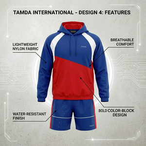 Custom Waterproof Windbreaker <b>Jacket</b> & <b>Shorts</b> Set | Lightweight Nylon Hoodie Joggers Summer Tracksuit <b>Short</b> Set - Product Image 5