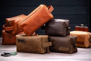 Luxury Leather <b>Toiletry</b> Bag Men Travel Grooming Organizer Waterproof Cosmetic <b>Storage</b> Bag LTB-0115 - Product Image 6