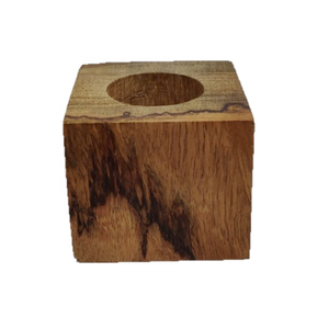 Customized Small Wooden Light Brown Natural Pillar-Shaped High-Quality Handmade Home Decor Wax Filling Tealight Candle Holder - Product Image 1