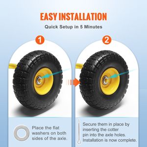 Solido PU 10 \ "ruota Run-Flat 2-Pack 400 Lbs carico dinamico 450 Lbs carico statico Flat Free Tubeless per carrelli a mano rimorchi - Product Image 5