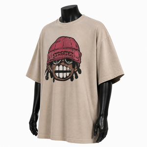 เสื้อยืดคอตตอนโอเวอร์ไซส์ผู้ชายราคาถูก คอกลม แขนสั้น พิมพ์ลาย ดีไซน์แผง ผ้าหนา - Product Image 3
