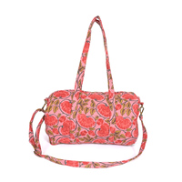 Sac de voyage en coton imprimé floral fait main, léger, pour la gym, les week-ends, avec bandoulière réglable