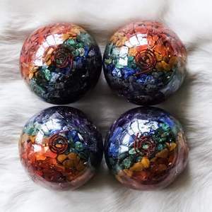 Esfera de Orgonita Natural de 7 Chakras, Bola de Energía de Cristal Curativa con Espiral de Cobre Hecha a Mano, Decoración para Meditación y Reiki - Product Image 6