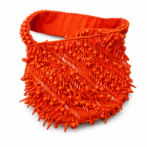 Bolso de Mano de Lujo con Cuentas Naranjas para Mujer, de Poliéster, para Fiestas, Hecho a Mano, con Cierre de Cremallera, Reutilizable - Product Image 1