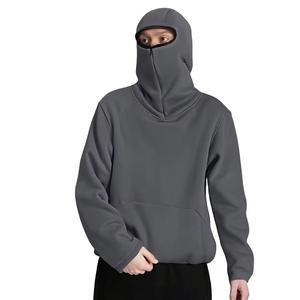 Sweat à capuche polaire personnalisé pour homme, style gangster, avec cagoule intégrée double couche, fermeture éclair intégrale, coupe oversize, logo brodé, 100% coton, poche - Product Image 4