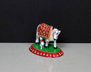 Nirmala Handicrafts - Set de Vajilla de Metal con Diseño de Vaca y Cachorro, Estilo Meenakari, Hecho a Mano en India, con Esmalte, Ideal para Regalo Corporativo - Product Image 5