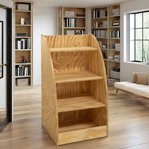 Vietnam Factory Best Price 4-Tier Large Storage Shelf American Pine Plywood <b>Solid</b> <b>Wood</b> <b>Bookcase</b> Modern Bedroom Living Room - Product Image 2
