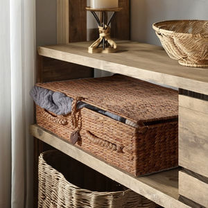 BAHAMAS Elegant Water-Hyacinth Woven Bedroom Storage Trunk Basket Multi-Usage Organizer for Bathroom <b>Wardrobe</b> Living Room - Product Image 2