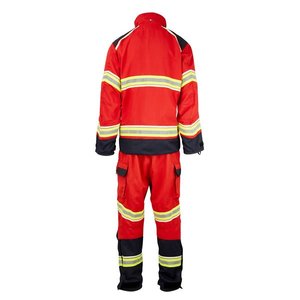 Traje de extinción de incendios amarillo con capa exterior de PVC azul marino Meta Aramid IIIA de bombero Ropa de trabajo estándar Chaqueta Bolso azul Pantalones Conjunto de abrigo - Product Image 2