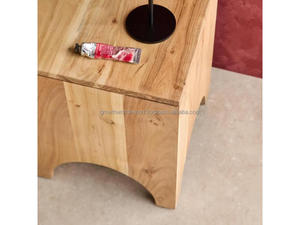 Taburete de madera maciza minimalista, mesa organizadora compacta de madera para mesita de noche, taburete lateral de madera hecho a mano para dormitorio, taburete rústico para café - Product Image 3