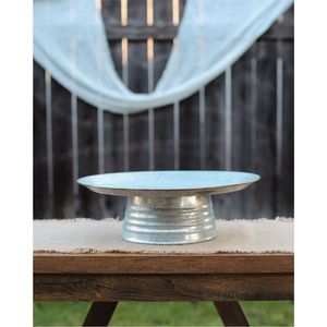 Rustic Galvanized Metal <b>Cake</b> <b>Stand</b> Fluted Edge Pedestal Cupcake Dessert Display Holder for Farmhouse Wedding Party Home Decor - Product Image 6