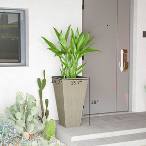 Set di 3 Fioriere Classiche Grigie da 70 cm per Interni/Esterni con Foro di Drenaggio, Vasi per Fiori per Portico, Patio e Terrazza - Product Image 3
