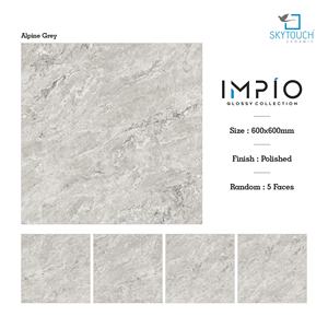 Carrelage de sol en marbre pour salon moderne 60x60 600x600 Porcelaine grise brillante Piso Porcelanato Fonction brique réfractaire - Product Image 2