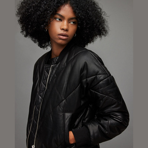 Veste en cuir vintage à revers pour femme, en cuir de vachette, sexy et décontractée, avec fermeture éclair, manches longues, pour homme et femme - Product Image 2