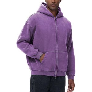 Sudadera con capucha morada personalizada con cremallera completa para hombre, estilo vintage, informal, a la moda urbana - Product Image 3