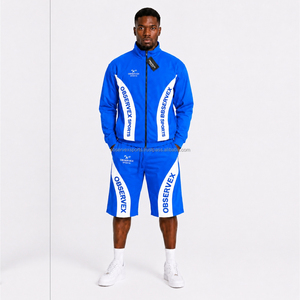 Ensemble de survêtement coupe-vent imperméable pour homme, personnalisé OEM, en nylon imprimé, avec veste réfléchissante 3M, ensemble deux pièces court - Product Image 1
