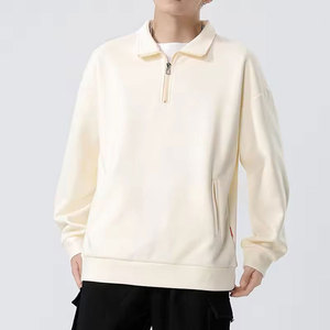 Econex Sports Men's Light Pink Quarter <b>Zip</b> French Terry Sweatshirt Stand Collar Solid Color Regular Fit Casual Long Sleeve - Product Image 4
