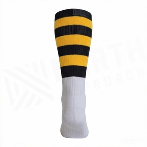 North Approach <b>Knee</b> <b>High</b> Striped <b>Socks</b> White Yellow Black Breathable Basketball <b>Socks</b> for Adults Summer - Product Image 2