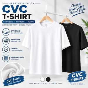OEM Unisex 180G CVC <b>T</b> <b>Shirt</b> Short Sleeve Crew Neck Solid Color Loose Fit Printable Logo DIY Custom Casual Summer Blank <b>T</b> <b>Shirt</b> - Product Image 1