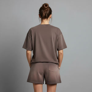 Conjunto de 2 Piezas de Algodón 100% Hecho a Medida para Mujer, con Encaje por Encima de la Rodilla y Logotipo Serigrafiado, Estilo Urbano - Product Image 3