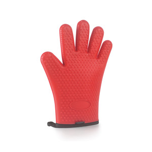 Guanto da forno in silicone rosso resistente al calore per uso in cucina - Product Image 1