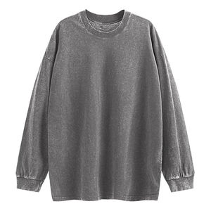 Sweat-shirt à col rond oversize vintage pour homme, en molleton de coton épais, style streetwear, pull uni - Product Image 3